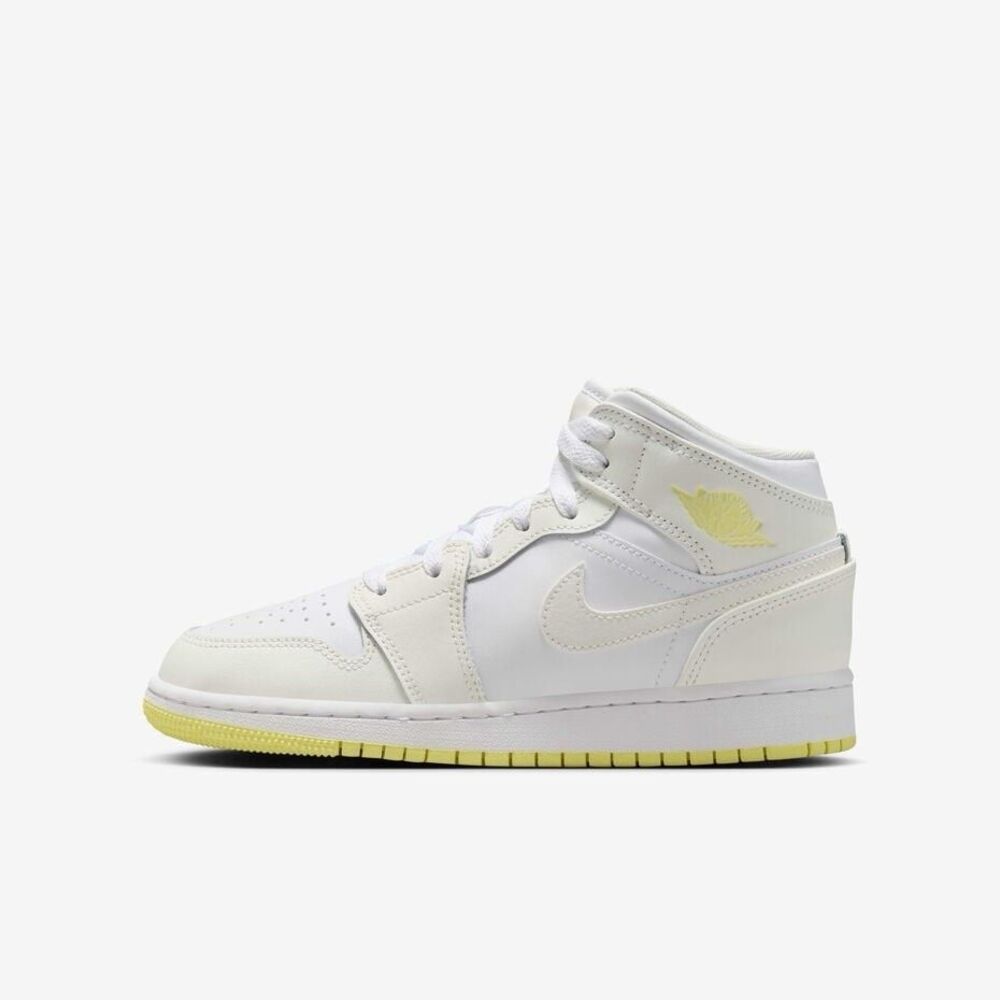Youth Nike Jordan 1 Mid Sail Light Laser Orange Size 6.5Y